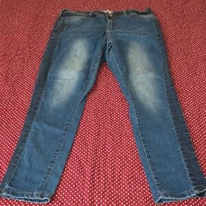 Blue Skinny Jeans with Faded Wash Slimming Size 14